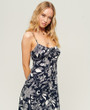 Printed button-up midi cami dress