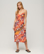 Printed midi-length slip dress