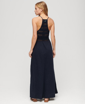Lace-trimmed jersey maxi dress