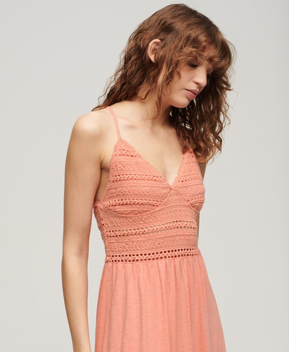 Lace-trimmed jersey maxi dress
