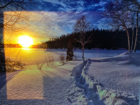 Led-taulu 20x15cm talvinen aurinko