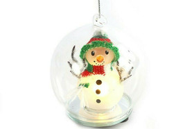 Lasipallo, lumiukko led-valoilla