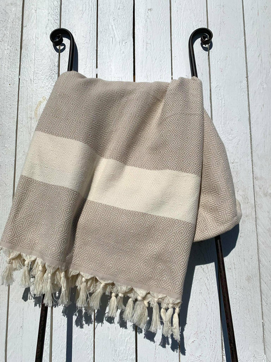 RELAX 430g, beige 100x180cm , Hamam pyyhe (ripustuslenkki)