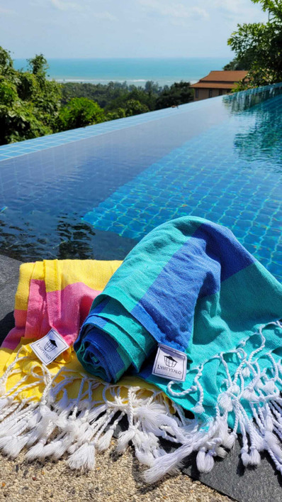 JOY 260g, keltainen/pinkki, 100x180cm , Hamam pyyhe (ripustuslenkki)