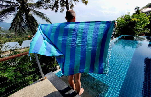 JOY 260g, vihreä/sininen, 100x180cm , Hamam pyyhe (ripustuslenkki)