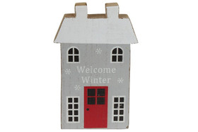 Puutalo koriste Maison valkoinen 14cm