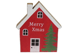 Puutalo koriste Maison joulu punainen 14cm