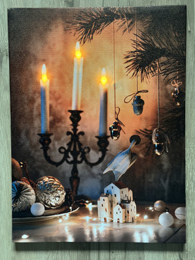 Joulu kynttelikkö Led-taulu 30x40cm (puhallustoiminto)