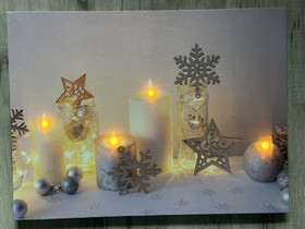 Kynttilät tähdillä Led-taulu 30x40cm (puhallustoiminto)