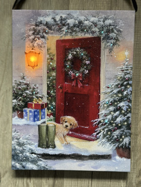 Koira ovella Led-taulu 20x15cm