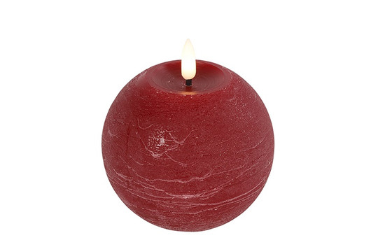 Punainen Ø10cm M LED-pallokynttilä (ajastin)