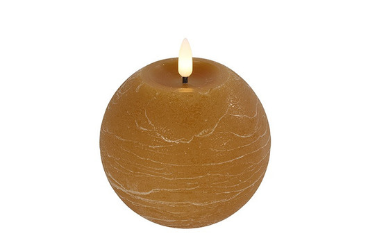 Amber keltainen Ø10cm M LED-pallokynttilä (ajastin)