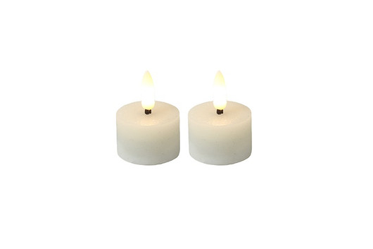 LED-tuikkukynttilä (2kpl) valkoinen Ø4cm (ajastin)