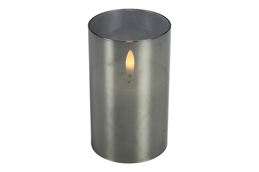 Harmaa 12,5cm M, LED-kynttilä lasiastiassa (ajastin)
