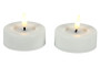 Valkoinen iso (2kpl) Ø6,7cm LED-tuikkukynttilä (ajastin, IP44)