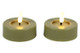 Oliivinvihreä iso (2kpl) Ø6,7cm LED-tuikkukynttilä (ajastin, IP44)