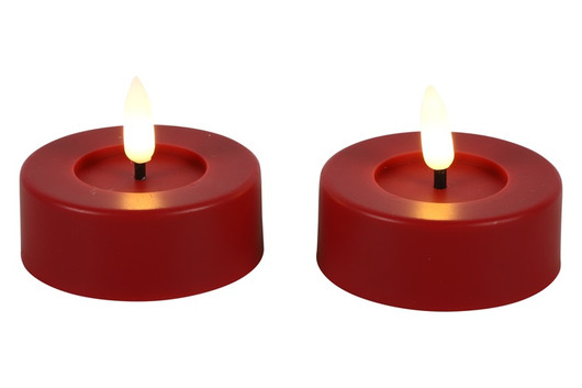 Punainen iso (2kpl) Ø6,7cm LED-tuikkukynttilä (ajastin)