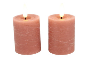 Vaaleanpunainen (2kpl) Ø5 x 9cm LED-lyhtykynttilä (ajastin)