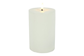 Valkoinen Ø10cm x 17,5cm , L LED-kynttilä (ajastin, IP44)