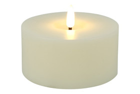 Valkoinen 10cm Ø , XL LED-tuikkukynttilä (ajastin, IP44)