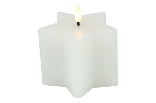 Valkoinen 10x10,5cm, LED-tähtikynttilä (ajastin)