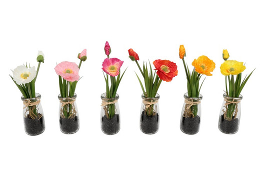 Unikko Poppy lasipullossa 22cm laj-6 (6kpl)