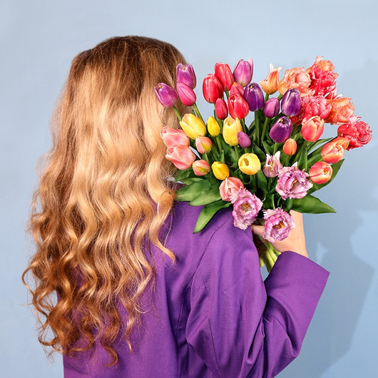 Tulppaani kimppu 41cm 3Dp pinkki/kerma