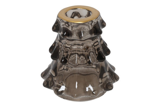 Joulukuusi kynttilänjalka Umina, lasia harmaa 7,5cm