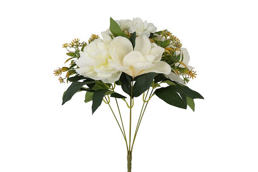 Magnolia-Pioni kimppu Sophia, valkoinen x7 42cm