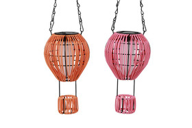 Aurinkokenno kuumailmapallo, rottinki pinkki/oranssi (IP44) 58cm