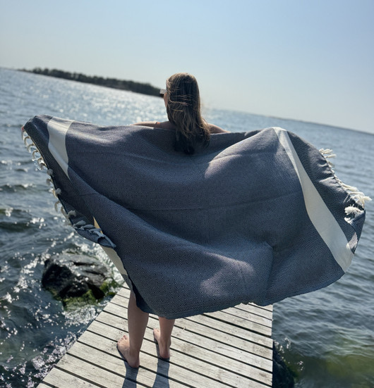 RELAX 430g, musta 100x180cm , Hamam pyyhe (ripustuslenkki)