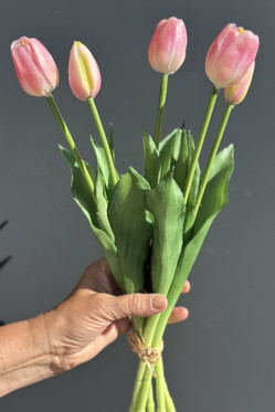 Tulppaani kimppu 41cm 3Dp pinkki/kerma