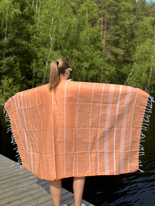 COSY 260g, oranssi, 100x180cm , Hamam pyyhe (ripustuslenkki)