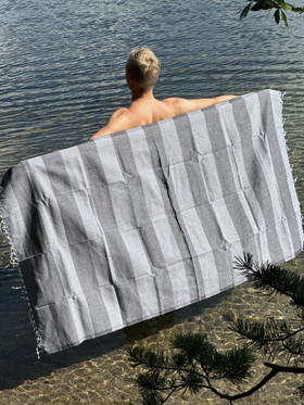 JOY 260g, musta/harmaa, 100x180cm , Hamam pyyhe (ripustuslenkki)