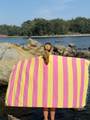 JOY 260g, keltainen/pinkki, 100x180cm , Hamam pyyhe (ripustuslenkki)