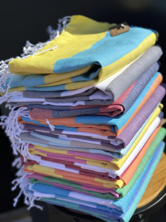 JOY 260g, keltainen/pinkki, 100x180cm , Hamam pyyhe (ripustuslenkki)