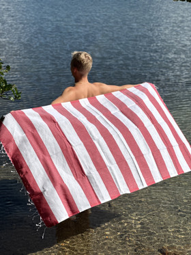 JOY 260g, valkoinen/punainen, 100x180cm , Hamam pyyhe