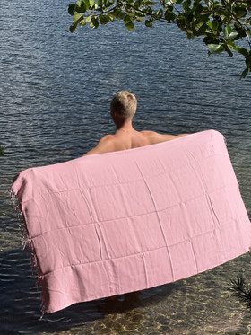 PAUSE 430g, vaaleanpunainen, 100x180cm , Hamam pyyhe (ripustuslenkki)