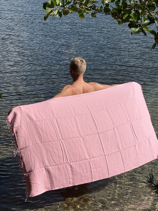 PAUSE 430g, vaaleanpunainen, 100x180cm , Hamam pyyhe (ripustuslenkki)