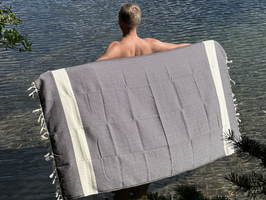 RELAX 430g, musta 100x180cm , Hamam pyyhe (ripustuslenkki)