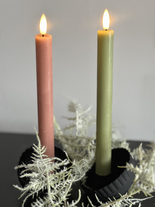 Vaaleanpunainen (2kpl) 24 cm, LED-kruunukynttilä +kaukosäädin, ajastin