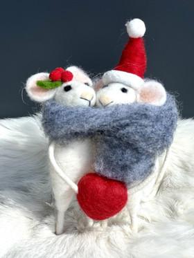 Hiiri sydänkäpyset villa koriste 14cm