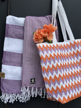 Rantakassi Tropic oranssi/violetti 47 x 38cm