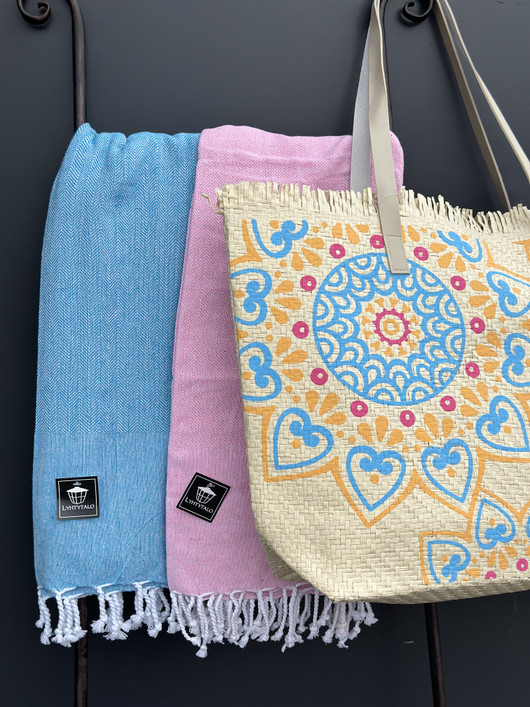 Rantakassi Boho luonnonvalkoinen 52 x 33cm
