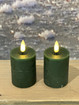Tummanvihreä (2kpl) Ø5 x 9cm LED-lyhtykynttilä (ajastin)