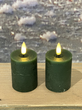 Tummanvihreä (2kpl) Ø5 x 9cm LED-lyhtykynttilä (ajastin)