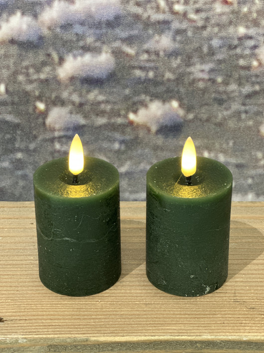 Tummanvihreä (2kpl) Ø5 x 9cm LED-lyhtykynttilä (ajastin)