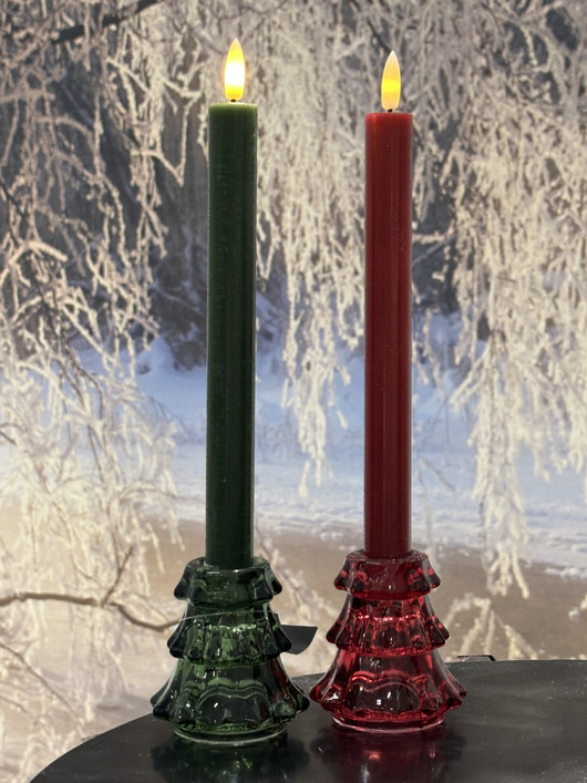 Tummanvihreä (2kpl) 24 cm, LED-kruunukynttilä + kaukosäädin (ajastin)