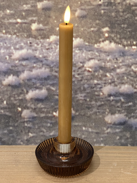 Amber keltainen (2kpl) 24 cm, LED-kruunukynttilä +kaukosäädin, ajastin