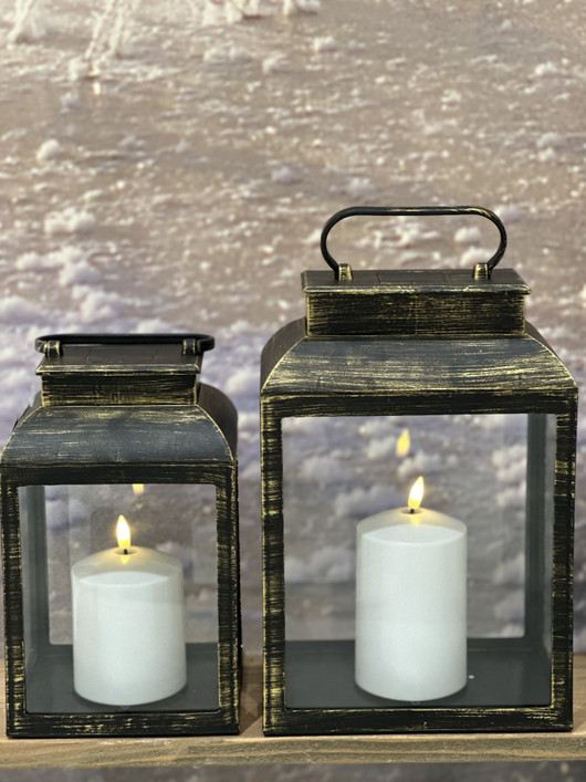 Linas LED-lyhty S, musta kultaharjauksella 25 cm (ajastin)